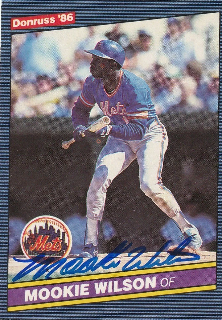 MOOKIE WILSON NEW YORK METS 1986 DONRUSS SIGNED CARD #604