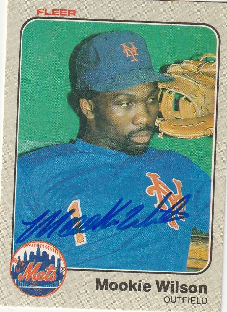 MOOKIE WILSON NEW YORK METS 1983 FLEER SIGNED CARD #560