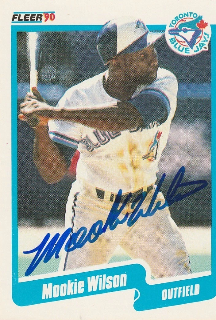 MOOKIE WILSON TORONTO BLUE JAYS  1990 FLEER SIGNED CARD #99