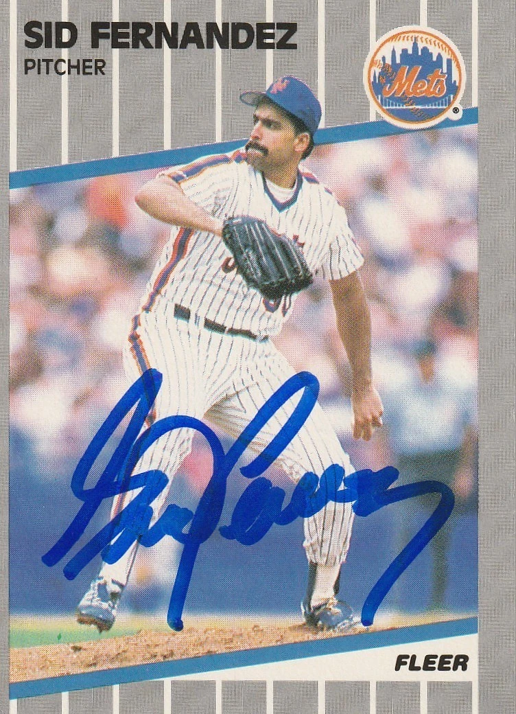 SID FERNANDEZ NEW YORK METS  1989 FLEER SIGNED CARD #35