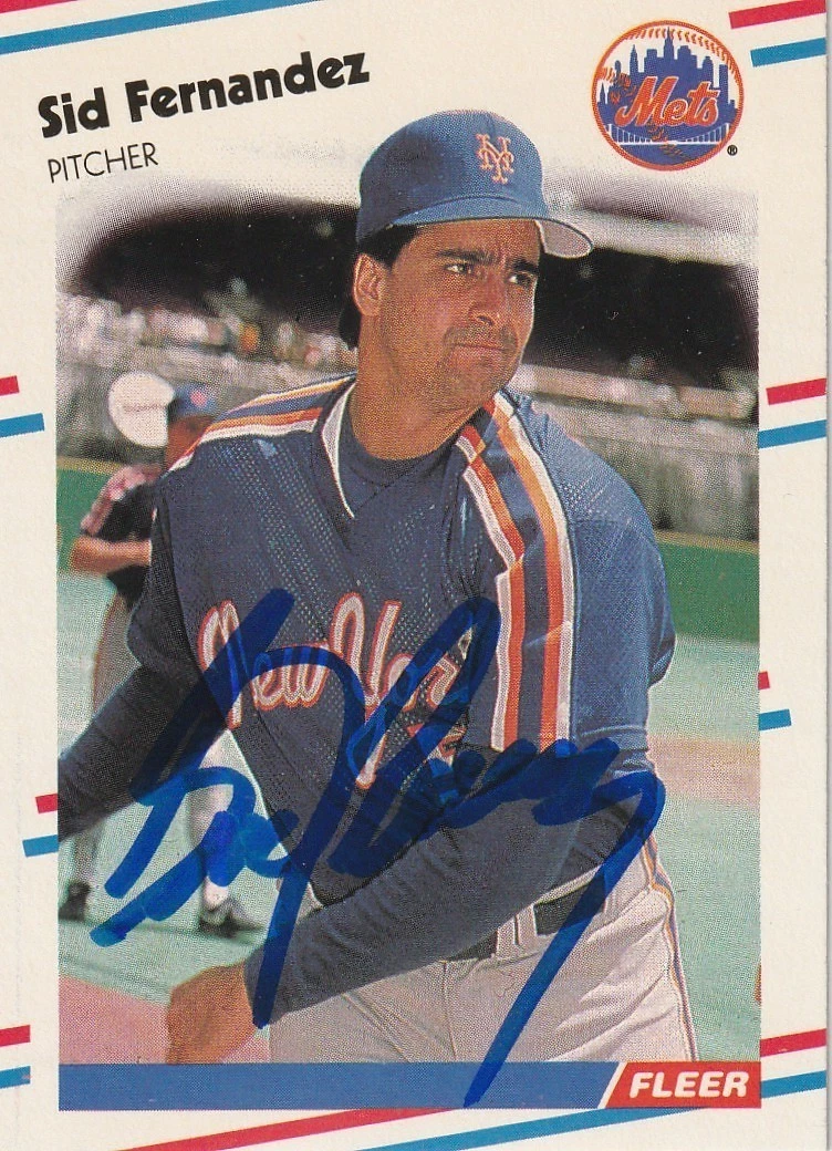 SID FERNANDEZ NEW YORK METS  1988 FLEER SIGNED CARD #134