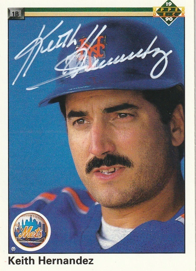KEITH HERNANDEZ NEW YORK METS 1990 UPPER DECK  SIGNED CARD #222
