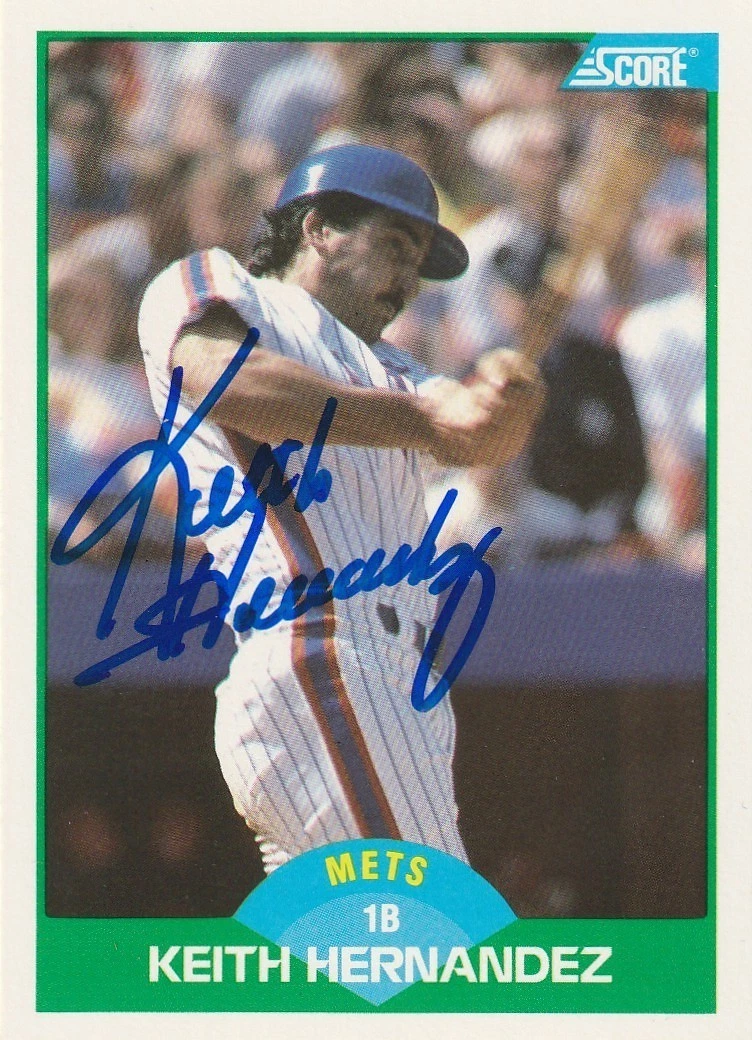 KEITH HERNANDEZ NEW YORK METS 1989 SCORE SIGNED CARD #41