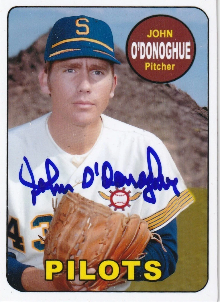 JOHN O'DONOGHUE SEATTLE PILOTS  1969 STYLE SIGNED CUSTOM CARD