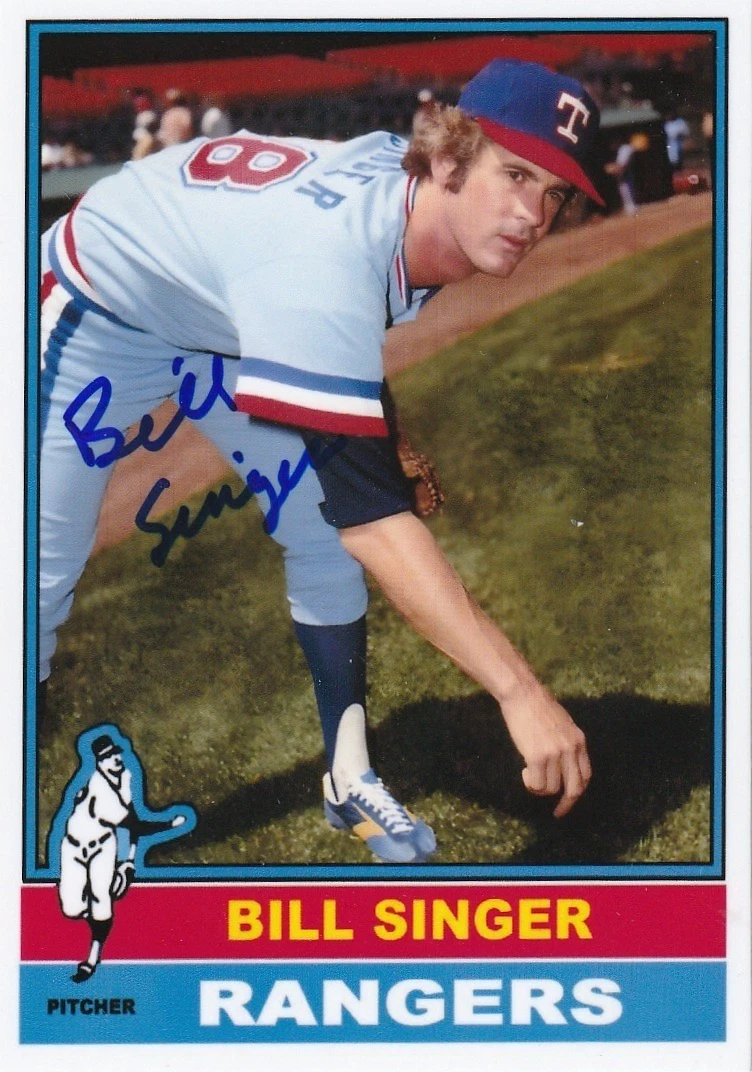 BILL SINGER TEXAS RANGERS  1976 STYLE SIGNED CUSTOM CARD