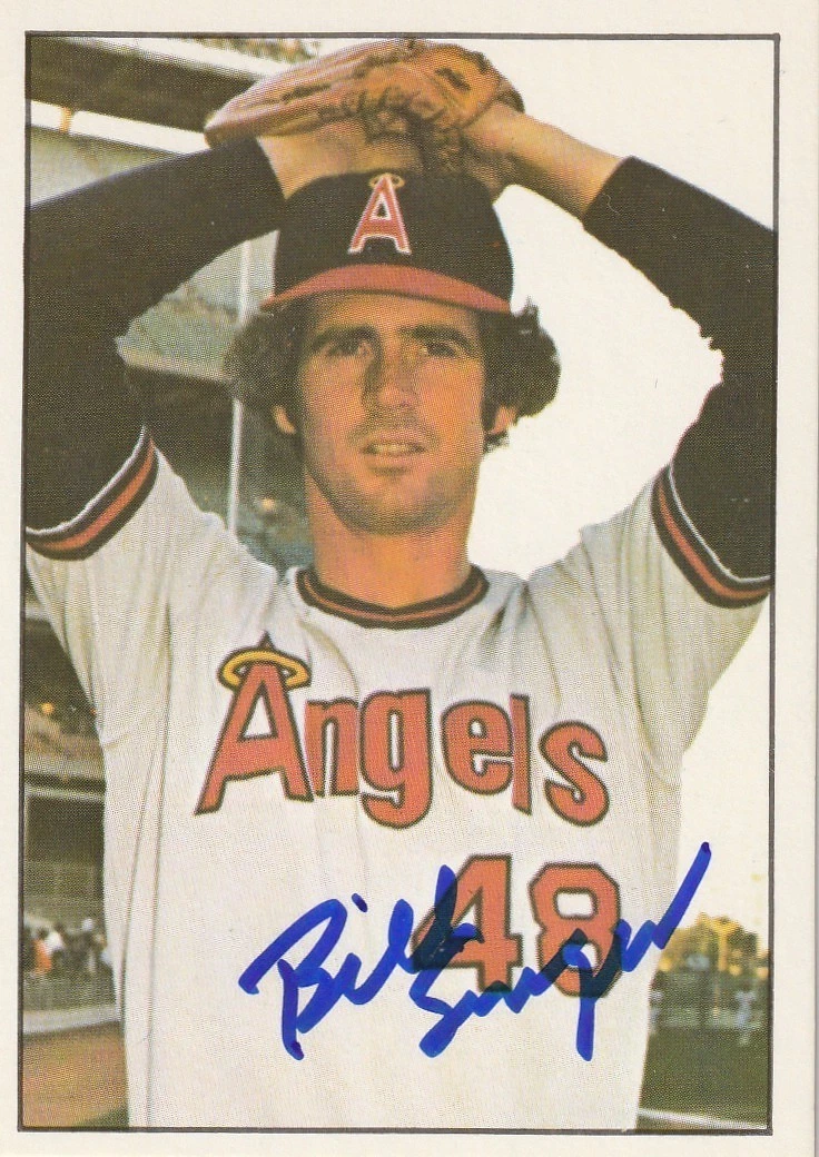 BILL SINGER CALIFORNIA ANGELS  SIGNED 1975 SSPC CARD #188