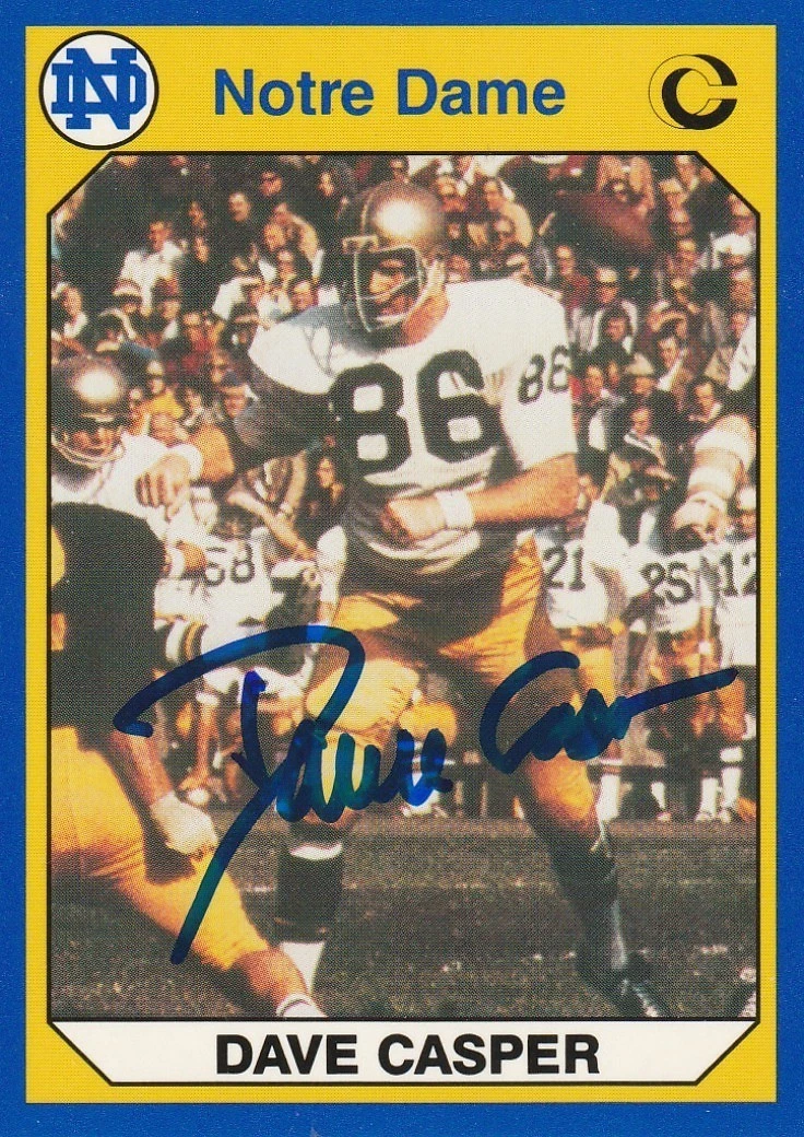 DAVE CASPER NOTRE DAME FIGHTING IRISH  SIGNED 1990 COLLEGIATE COLLECTION CARD #6