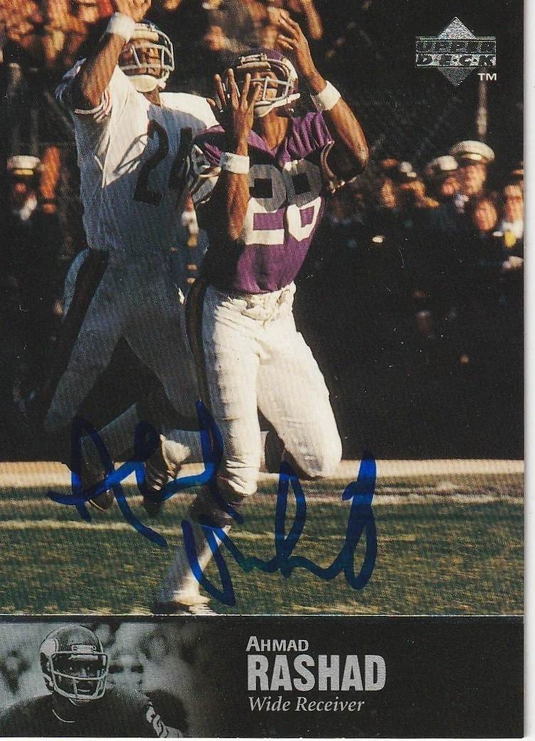 AHMAD RASHAD MINNESOTA VIKINGS SIGNED 1997 UPPER DECK LEGENDS CARD #158