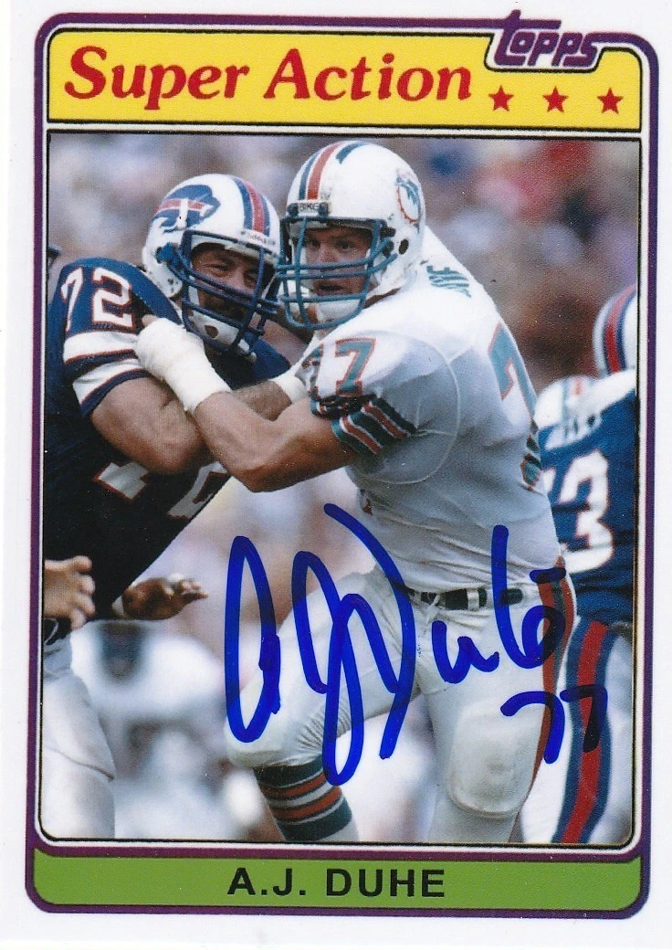 A.J. DUHE MIAMI DOLPHINS SIGNED 1981 STYLE CUSTOM CARD