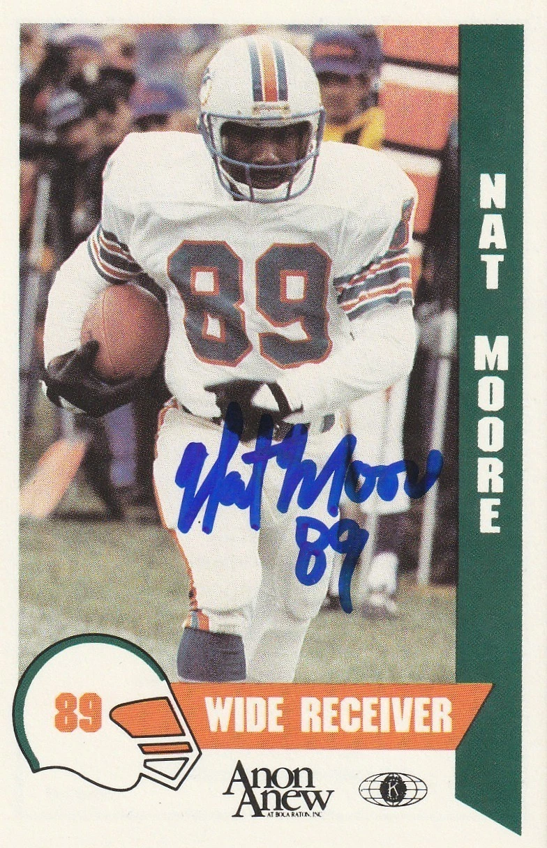 NAT MOORE MIAMI DOLPHINS  SIGNED 1986 POLICE CARD #13