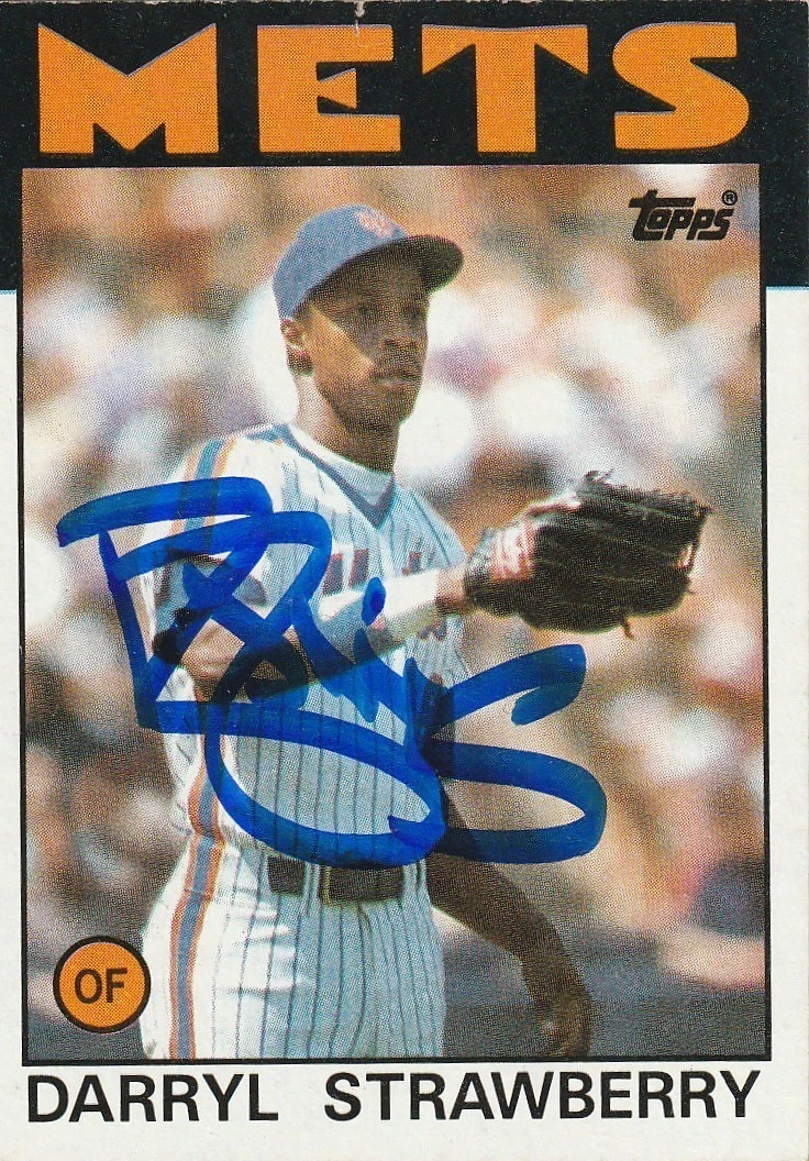 DARRYL STRAWBERRY NEW YORK METS SIGNED TOPPS 1986 CARD #80