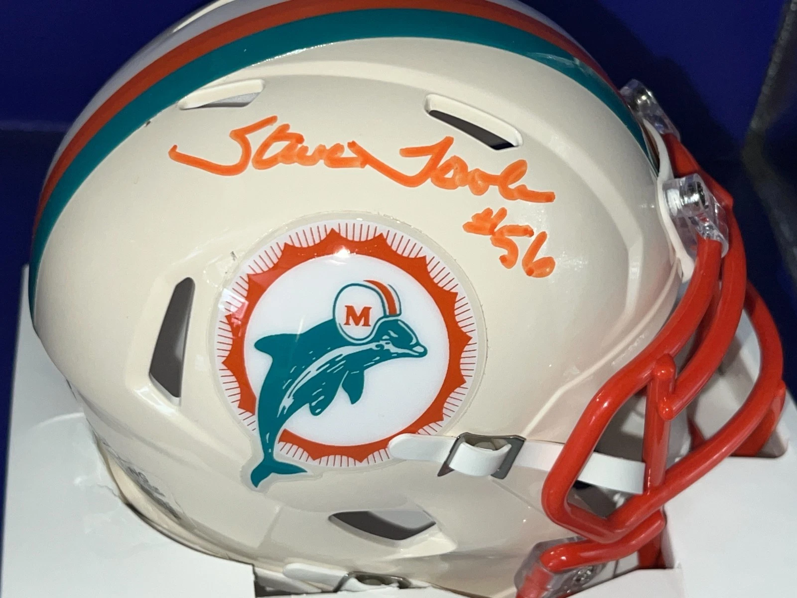 STEVE TOWLE MIAMI DOLPHINS  SIGNED RETRO MINI HELMET