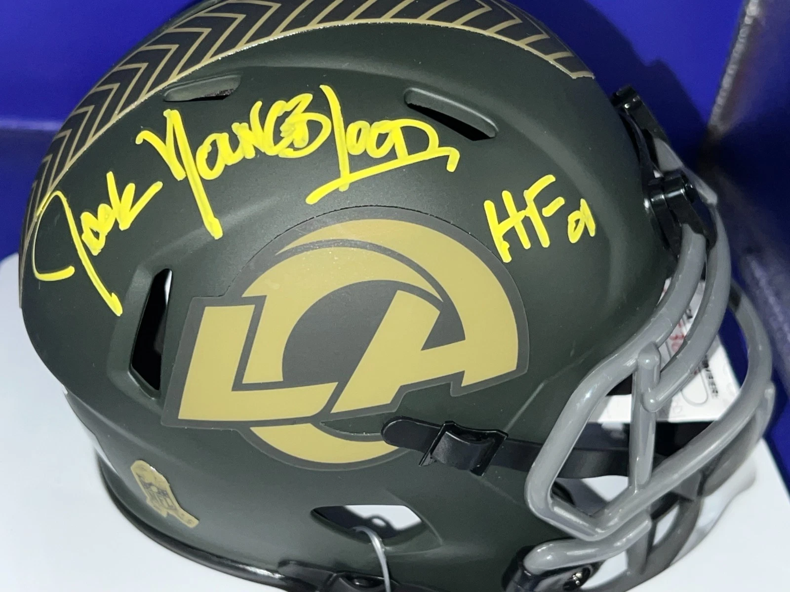 JACK YOUNGBLOOD LOS ANGELES RAMS JSA AUTHENTICATED SIGNED SALUTE TS  MINI HELMET