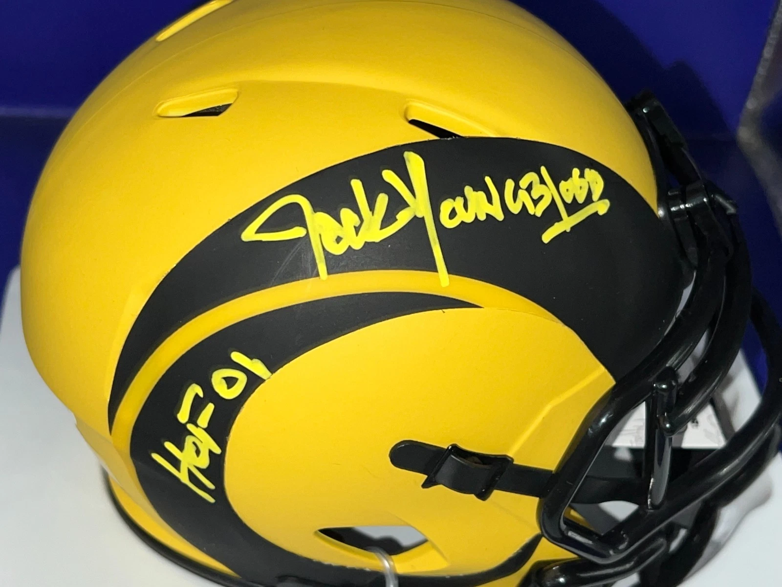 JACK YOUNGBLOOD LOS ANGELES RAMS JSA AUTHENTICATED SIGNED RAVE MINI HELMET