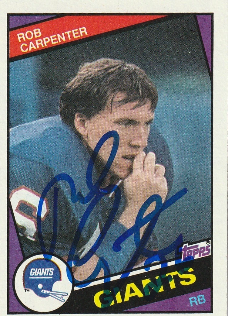 ROB CARPENTER NEW YORK GIANTS  SIGNED 1984 TOPPS CARD #313