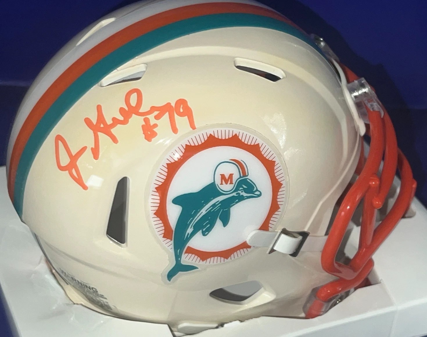 JON GIESLER MIAMI DOLPHINS SIGNED RETRO MINI HELMET