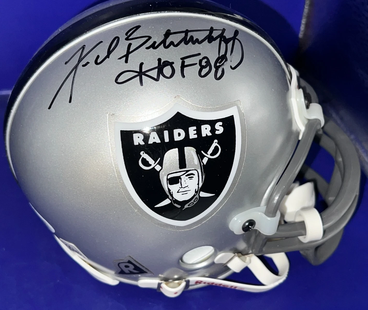 FRED BILETNIKOFF OAKLAND RAIDERS HOF 88 JSA SIGNED RIDDELL MINI HELMET