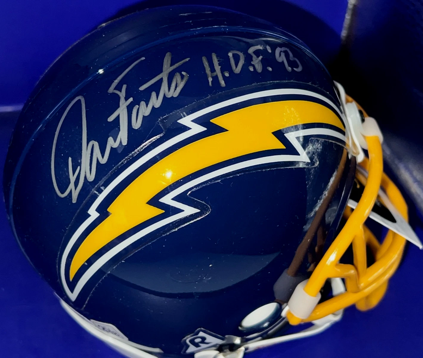 DAN FOUTS SAN DIEGO CHARGERS HOF 93 JSA SIGNED RIDDELL MINI HELMET