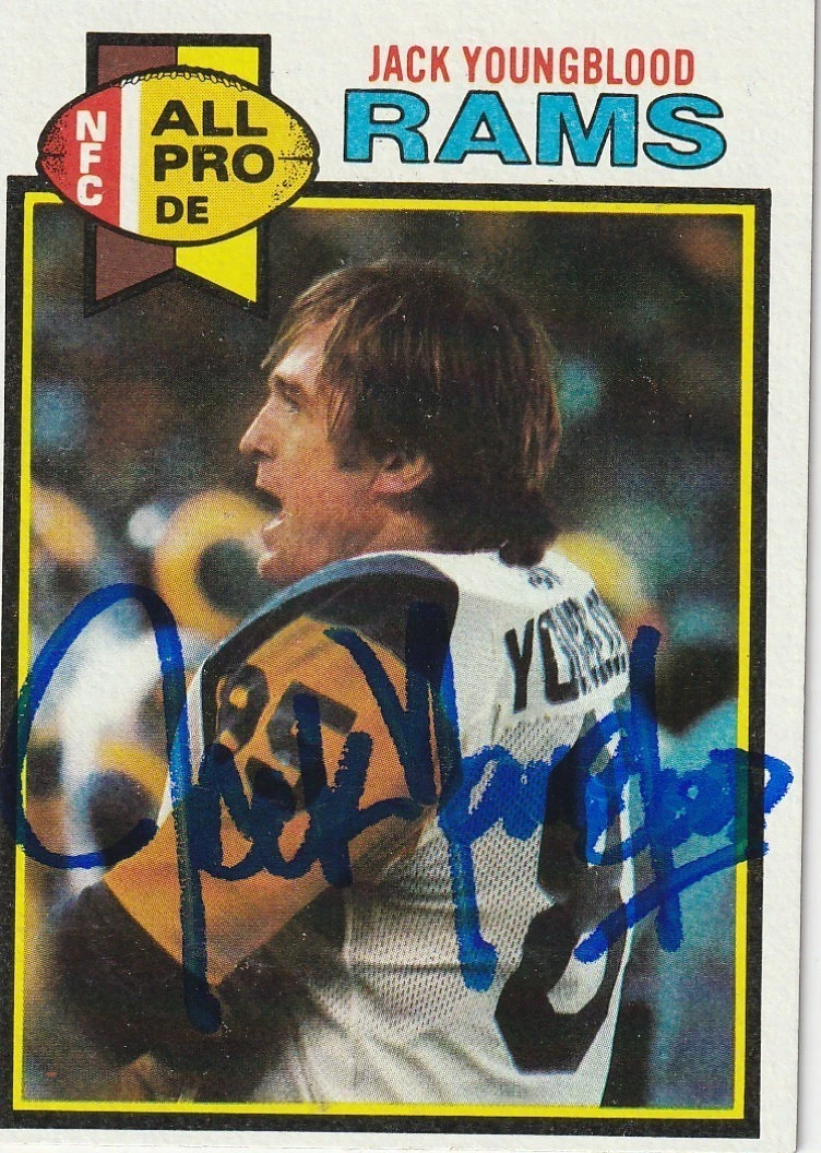 JACK YOUNGBLOOD LOS ANGELES RAMS SIGNED 1979 TOPPS CARD #180