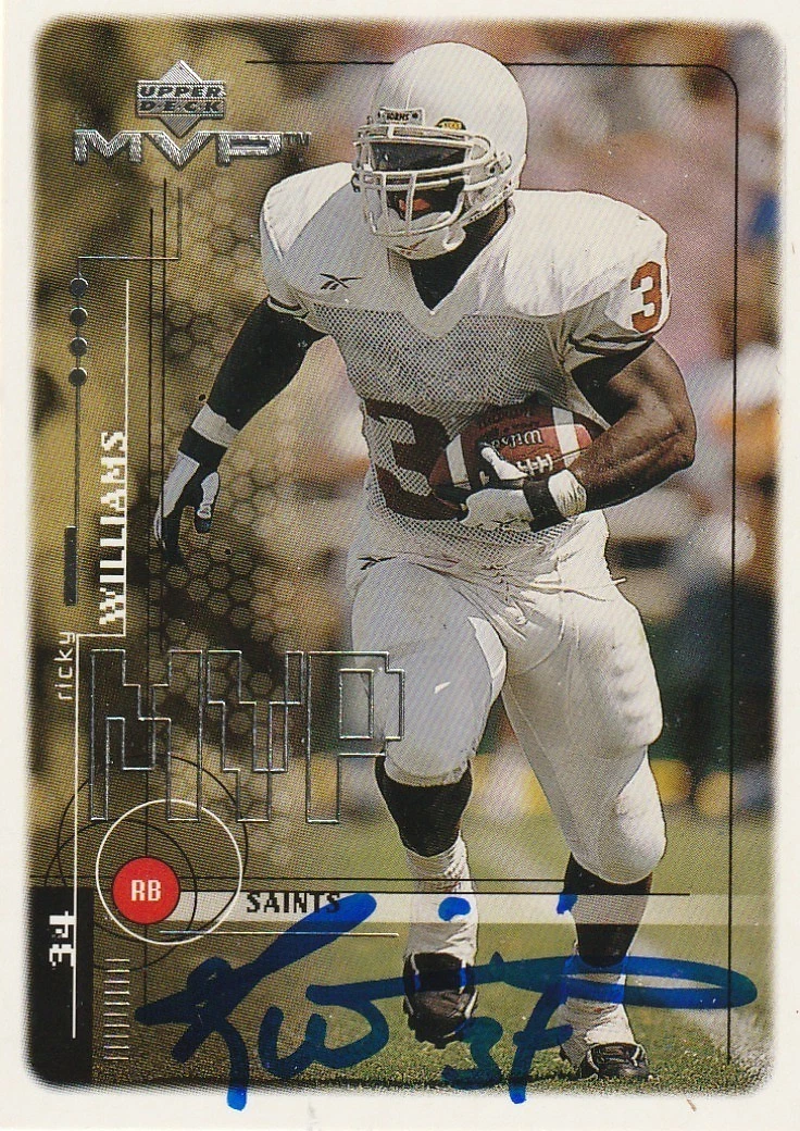 RICKY WILLIAMS NEW ORLEANS SAINTS SIGNED 1999 UPPER DECK MVP CARD #201