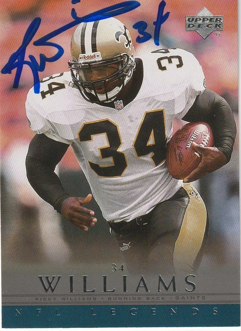 RICKY WILLIAMS NEW ORLEANS SAINTS SIGNED 2000 UPPER DECK CARD #44