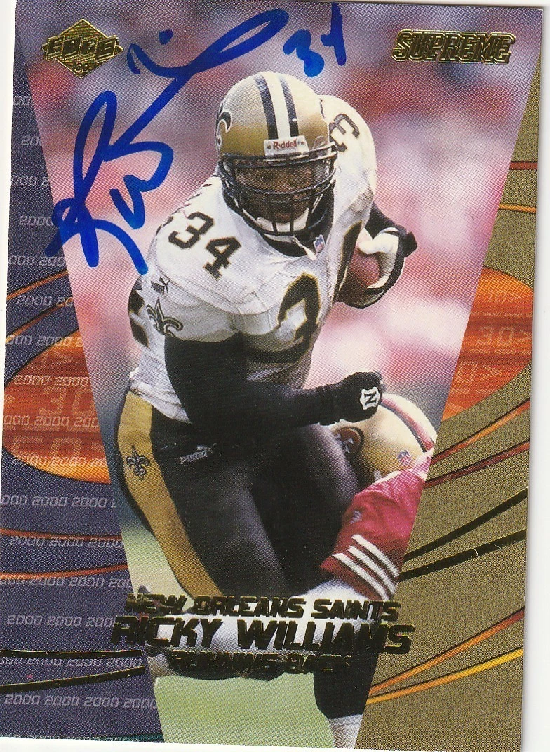 RICKY WILLIAMS NEW ORLEANS SAINTS SIGNED 2000 COLLECTORS EDGE CARD #90