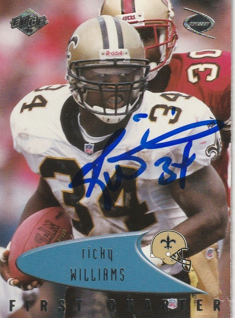 RICKY WILLIAMS NEW ORLEANS SAINTS SIGNED 1999 COLLECTORS EDGE CARD #97