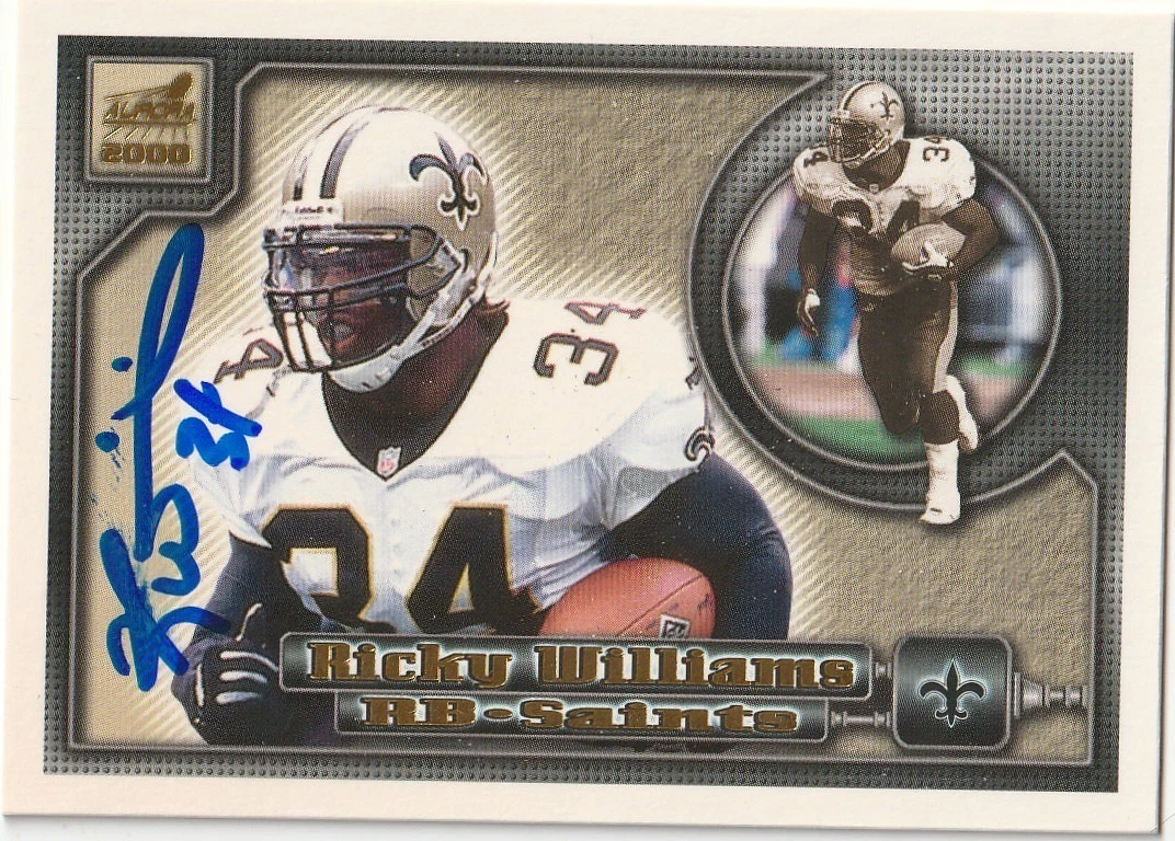 RICKY WILLIAMS NEW ORLEANS SAINTS SIGNED 2000 PACIFIC CARD #91