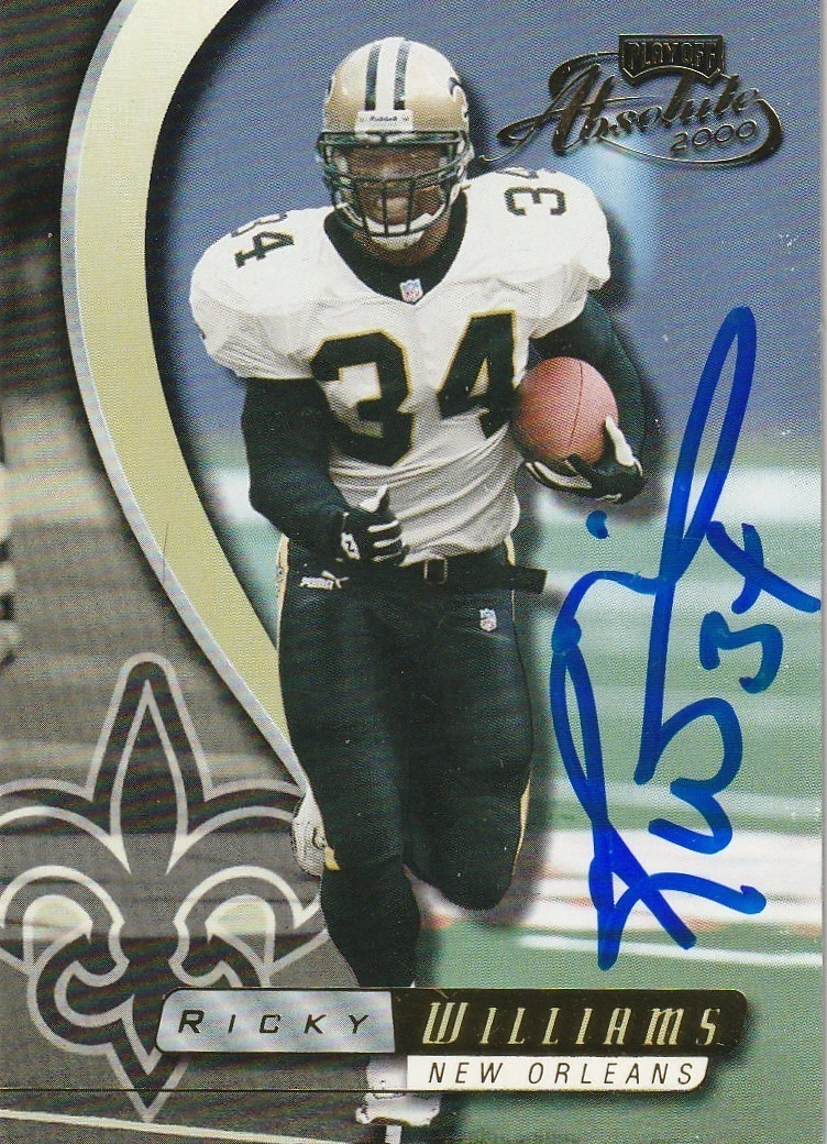 RICKY WILLIAMS NEW ORLEANS SAINTS SIGNED 2000 PLAY OFF CARD #92