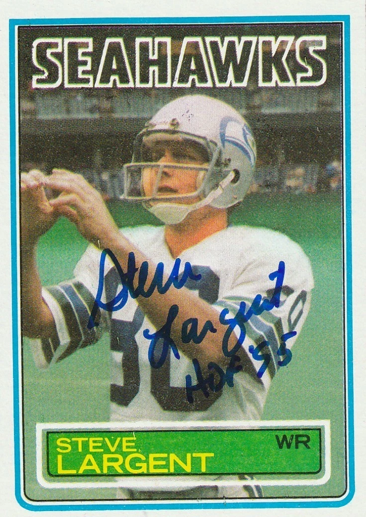 STEVE LARGENT SEATTLE SEAHAWKS HOF 95 SIGNED 1983 TOPPS CARD #389