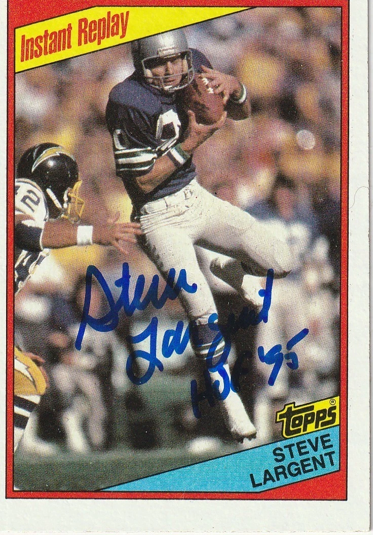 STEVE LARGENT SEATTLE SEAHAWKS HOF 95 SIGNED 1984 TOPPS CARD #197