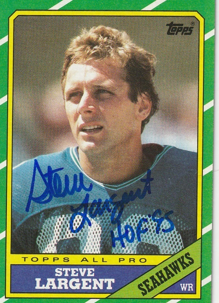 STEVE LARGENT SEATTLE SEAHAWKS HOF 95 SIGNED 1986 TOPPS CARD #203