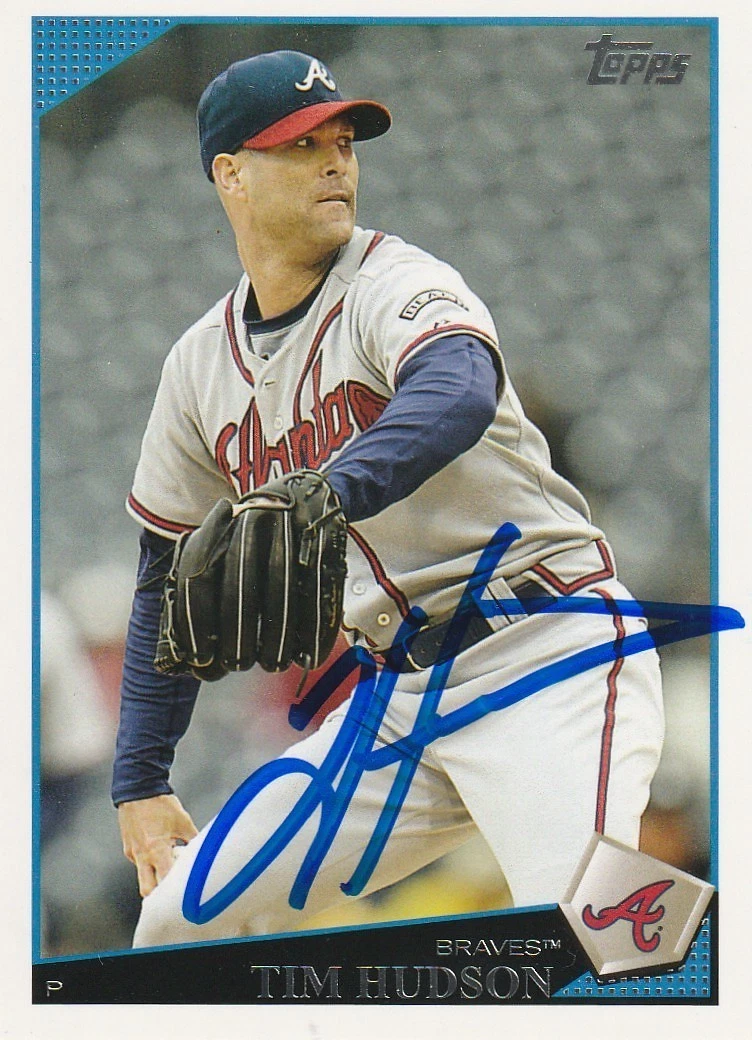 TIM HUDSON ATLANTA BRAVES  SIGNED 2009 TOPPS CARD #136