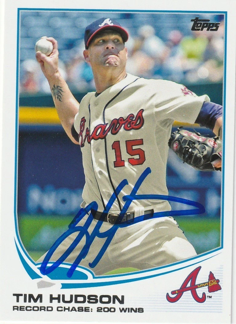TIM HUDSON ATLANTA BRAVES  SIGNED 2013 TOPPS CARD #448