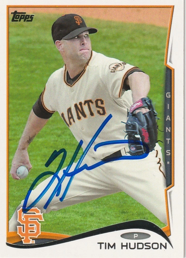 TIM HUDSON SAN FRANCISCO GIANTS SIGNED 2014 TOPPS CARD #446