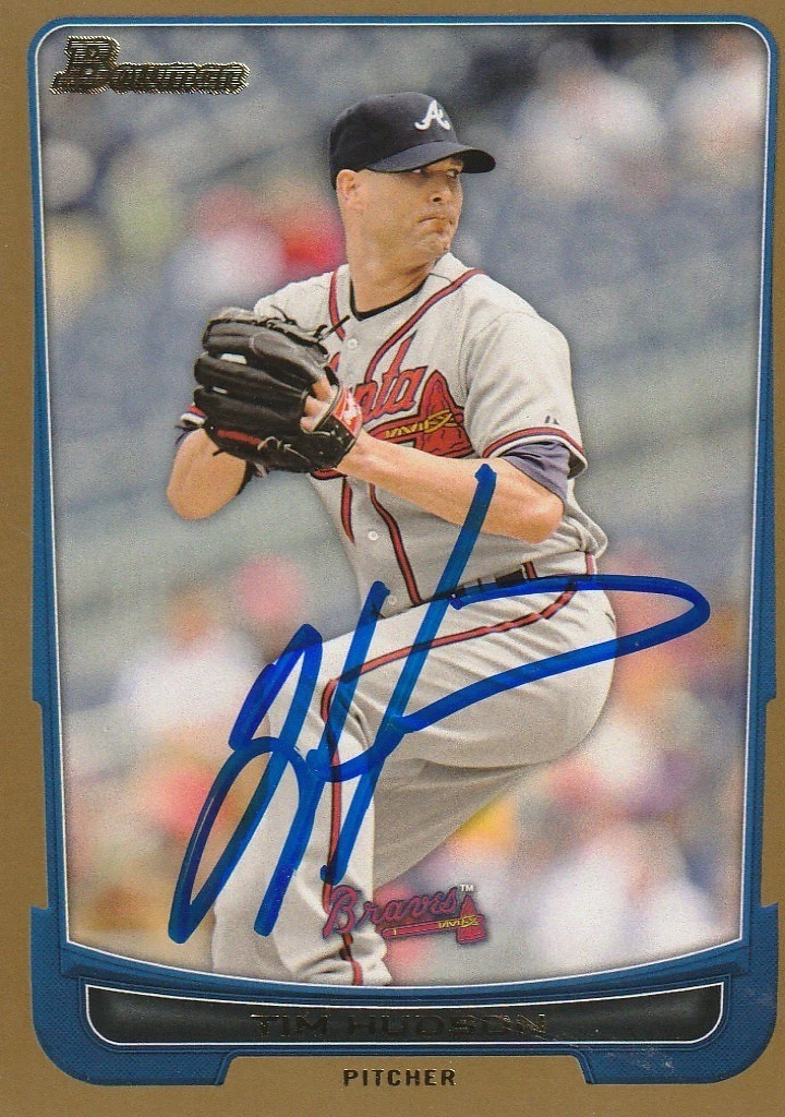 TIM HUDSON ATLANTA BRAVES SIGNED 2012 BOWMAN CARD #72