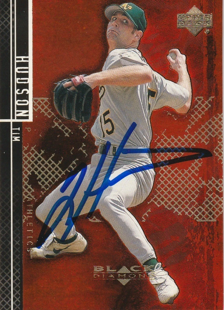 TIM HUDSON OAKLAND A'S SIGNED 2000 UPPER DECK BLACK DIAMOND CARD #5