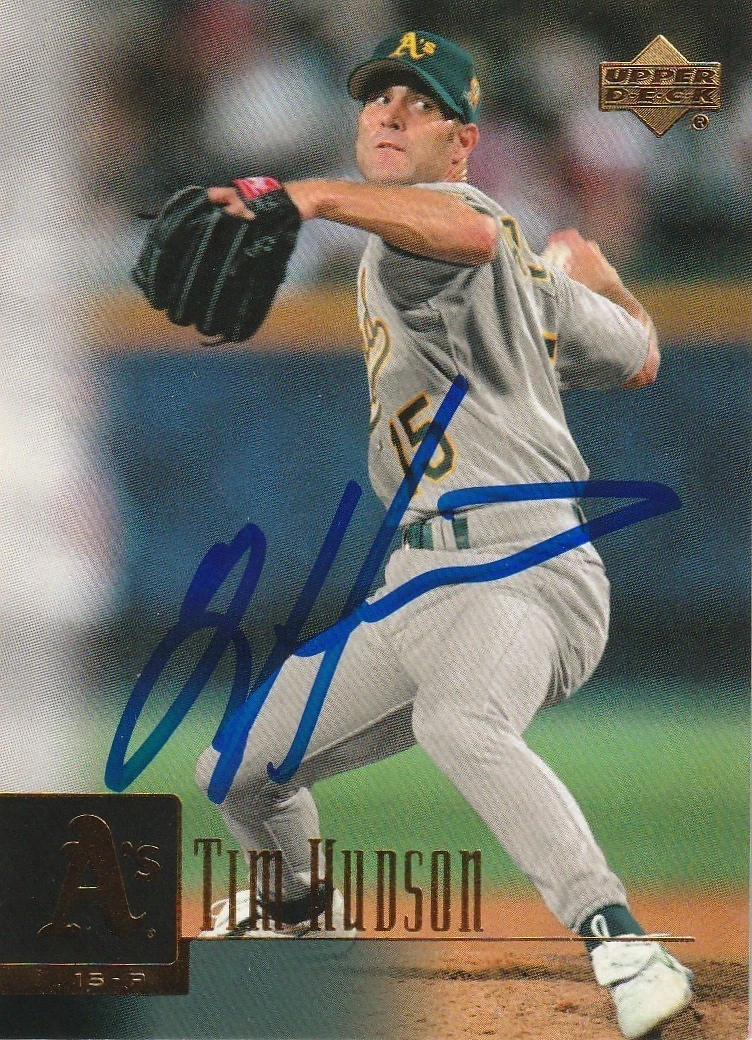 TIM HUDSON OAKLAND A'S SIGNED 2001 UPPER DECK CARD #55