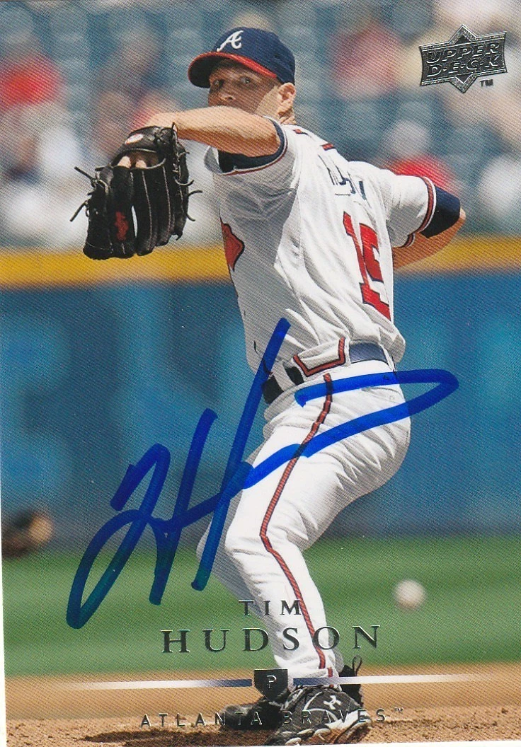 TIM HUDSON ATLANTA BRAVES  SIGNED 2008 UPPER DECK CARD #41