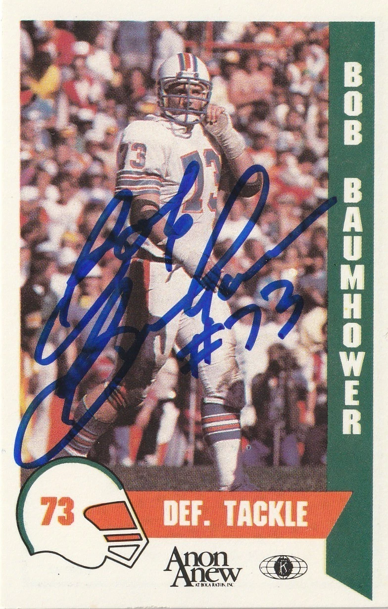 BOB BAUMHOWER MIAMI DOLPHINS SIGNED 1986 POLICE CARD #2