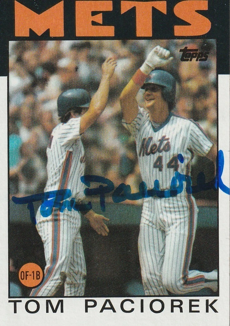 TOM PACIOREK  NEW YORK METS SIGNED 1986 TOPPS CARD #362