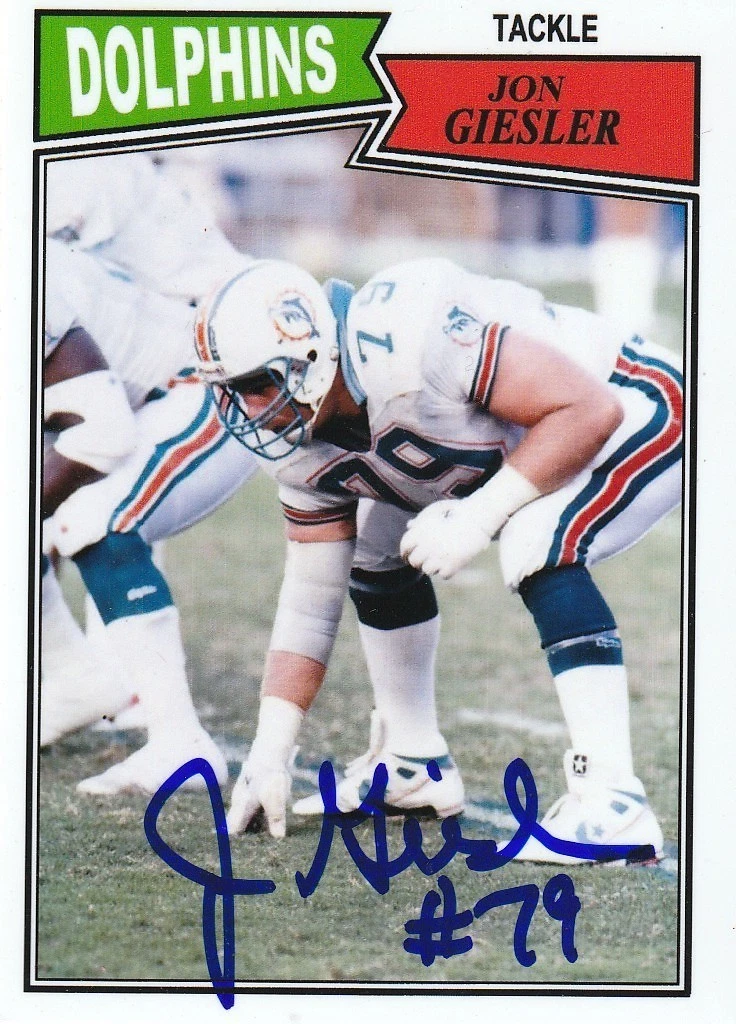 JON GIESLER MIAMI DOLPHINS SIGNED 1987 STYLE CUSTOM CARD