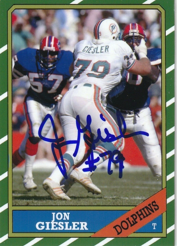 JON GIESLER MIAMI DOLPHINS SIGNED 1986 STYLE CUSTOM CARD
