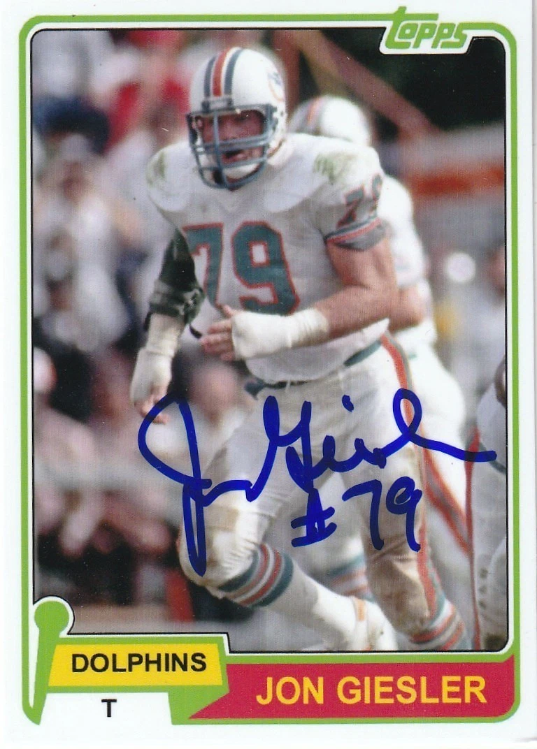 JON GIESLER MIAMI DOLPHINS SIGNED 1981 STYLE CUSTOM CARD