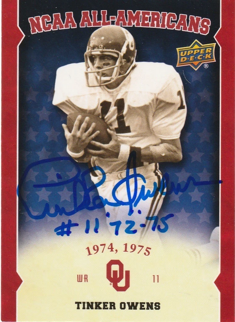 TINKER OWENS OKLAHOMA SOONERS SIGNED 2011 UPPER DECK CARD #AA-TO