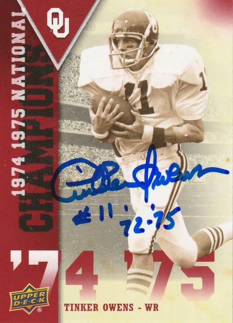 TINKER OWENS OKLAHOMA SOONERS SIGNED 2011 UPPER DECK CARD #NC-TO
