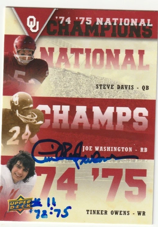 TINKER OWENS OKLAHOMA SOONERS SIGNED 2011 UPPER DECK CARD #NCT-DWO