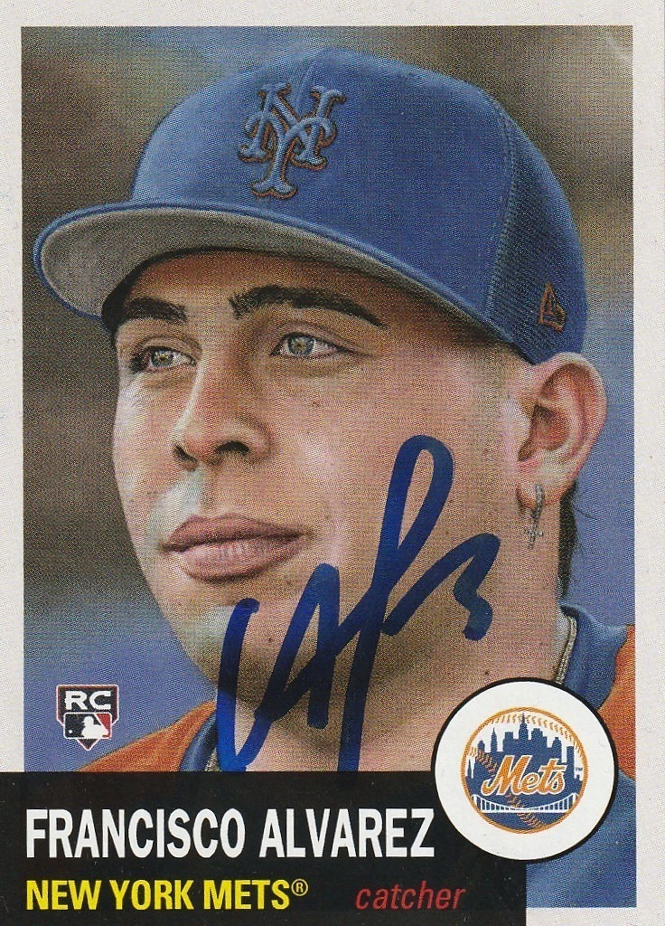 FRANCISCO ALVAREZ NEW YORK METS SIGNED 2023 TOPPS LIVING CARD #661