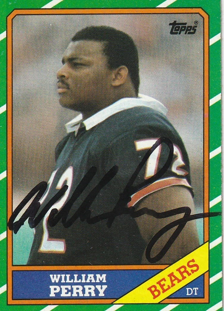 WILLIAM PERRY CHICAGO BEARS SIGNED 1986 TOPPS ROOKIE CARD #20