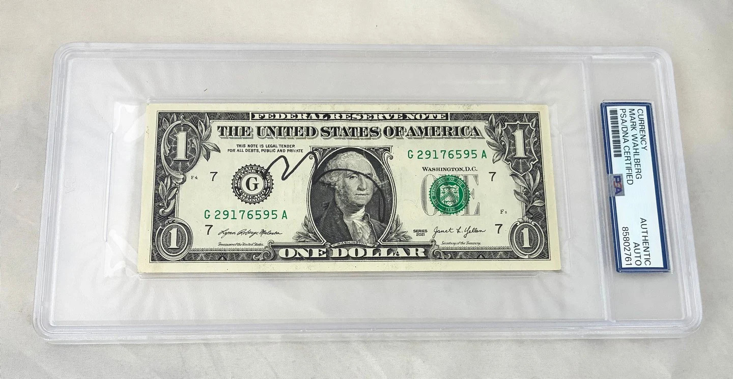 Mark Wahlberg Signed $1 Bill US Currency PSA/DNA COA